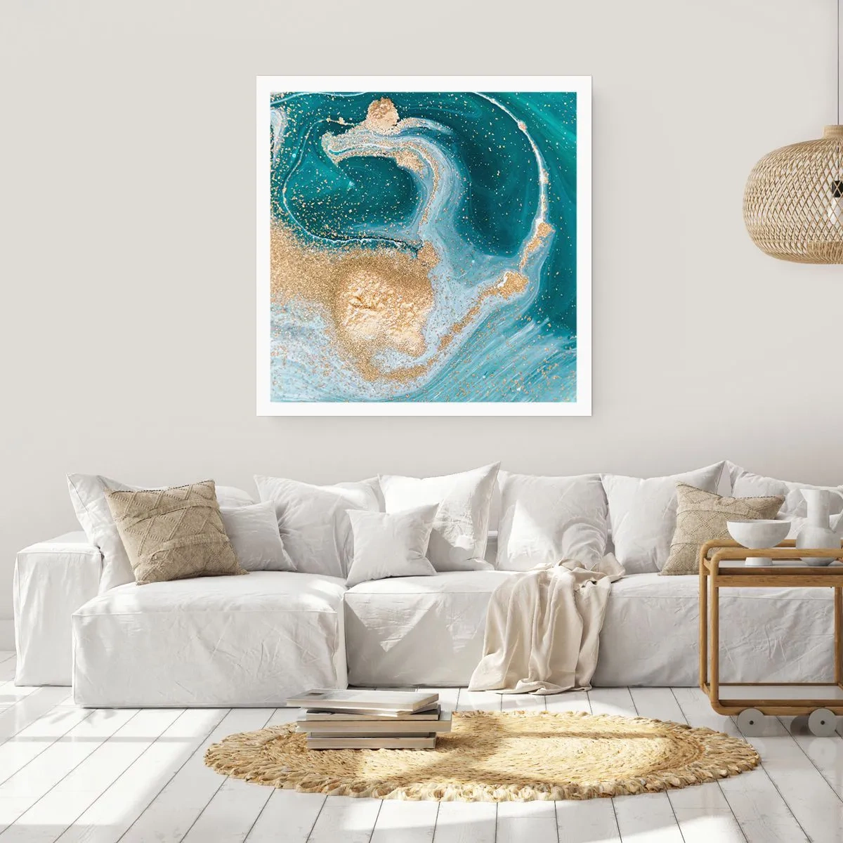 Plagát - Vír zlatej a tyrkysovej - 60x60 cm