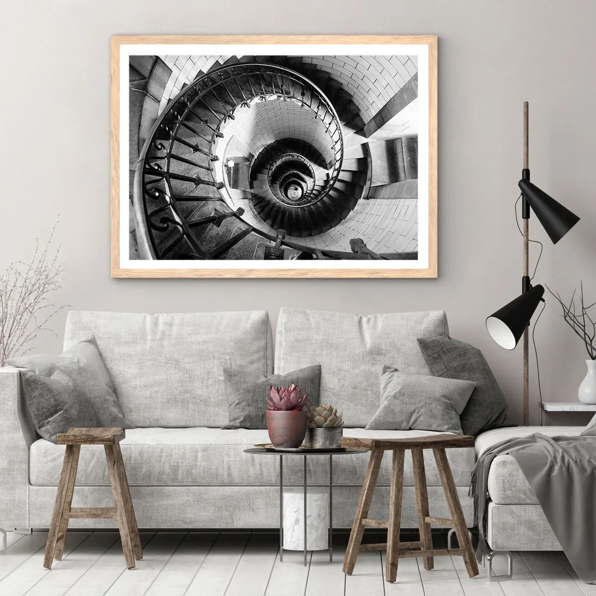 Plagát v ráme zo svetlého duba - Len vyššie a vyššie - 91x61 cm