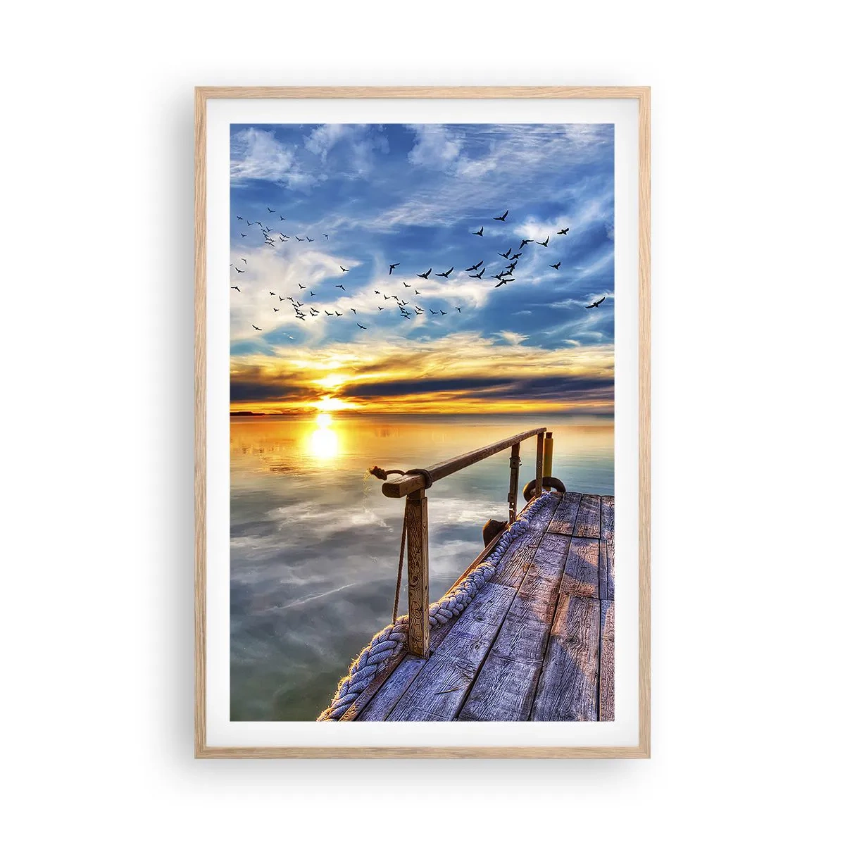 Plagát v ráme zo svetlého duba - Vietor ide odpočívať - 61x91 cm