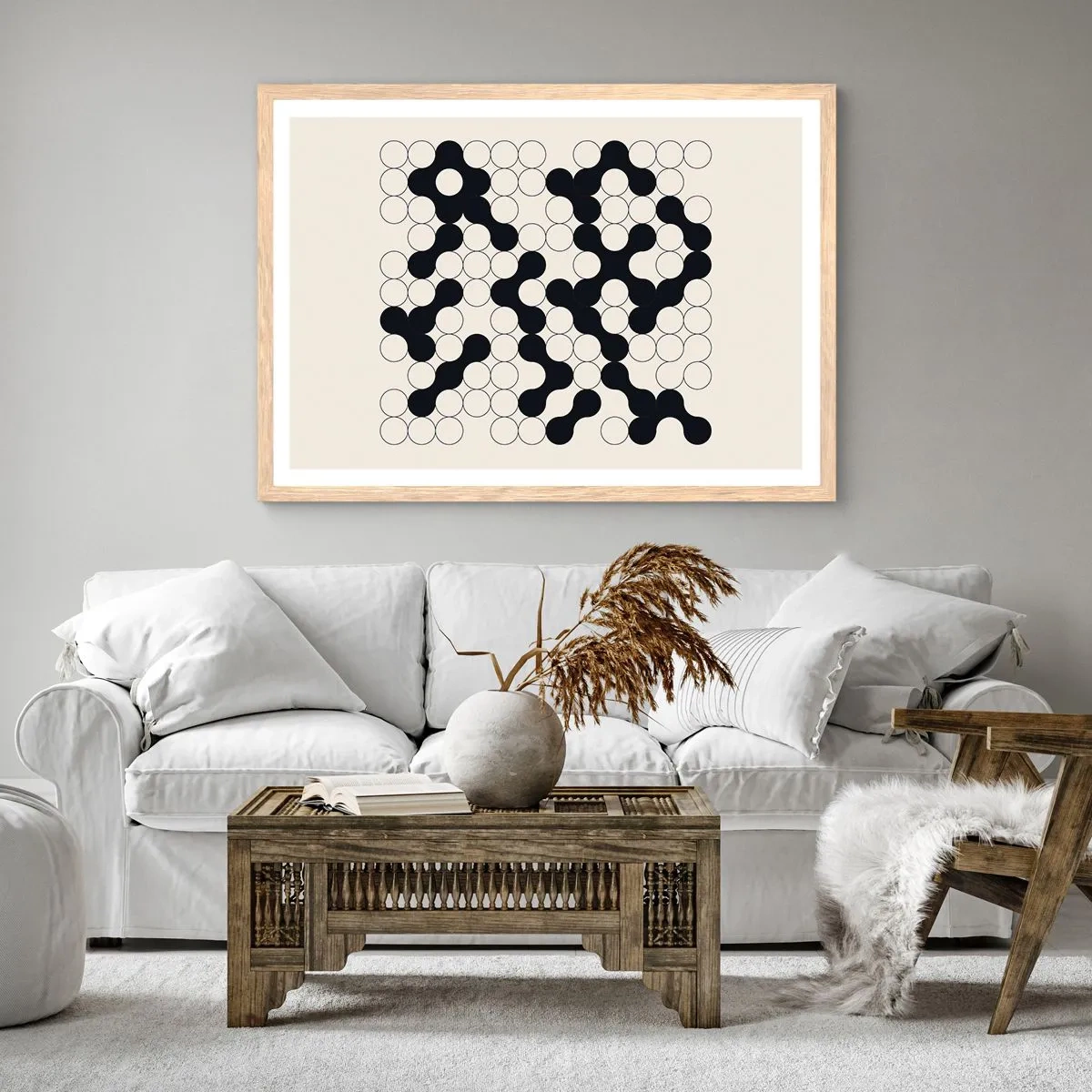 Plagát v ráme zo svetlého duba - Čínska hra – variácia - 70x50 cm