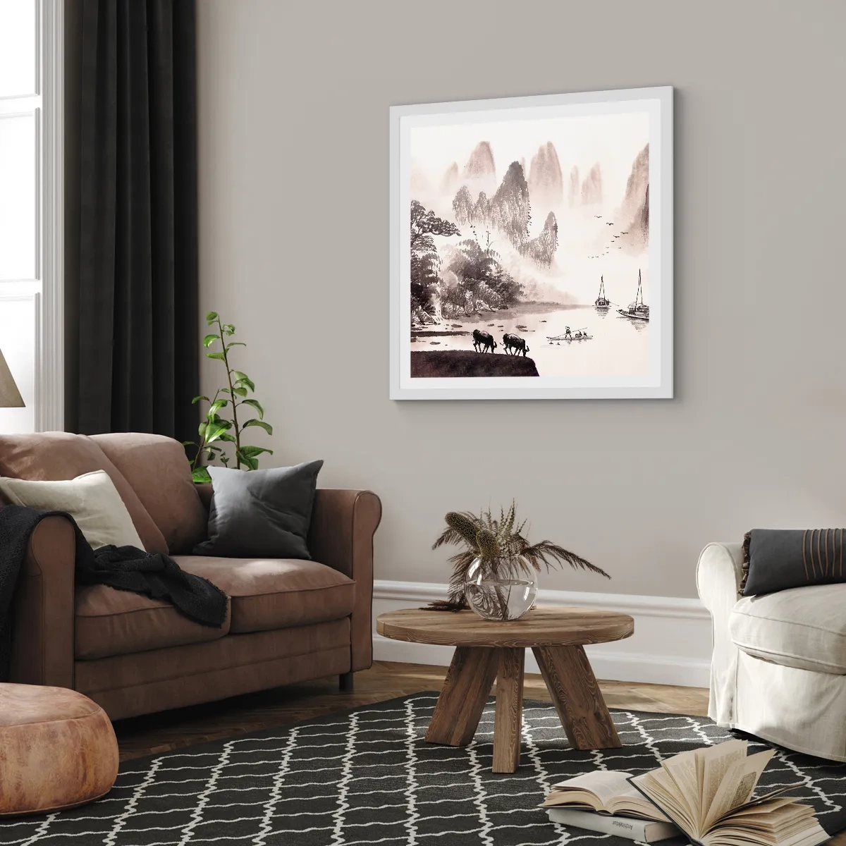 Plagát v bielom ráme - Exotická všednosť Východu - 60x60 cm