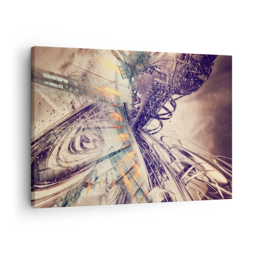 Obraz na plátne - Dynamická abstrakcia v odtieňoch béžovej a fialovej - 70x50cm - Vo veľkom zhone - Moderná nástenná dekorácia do obývacej izby a spálne ARTTOR
