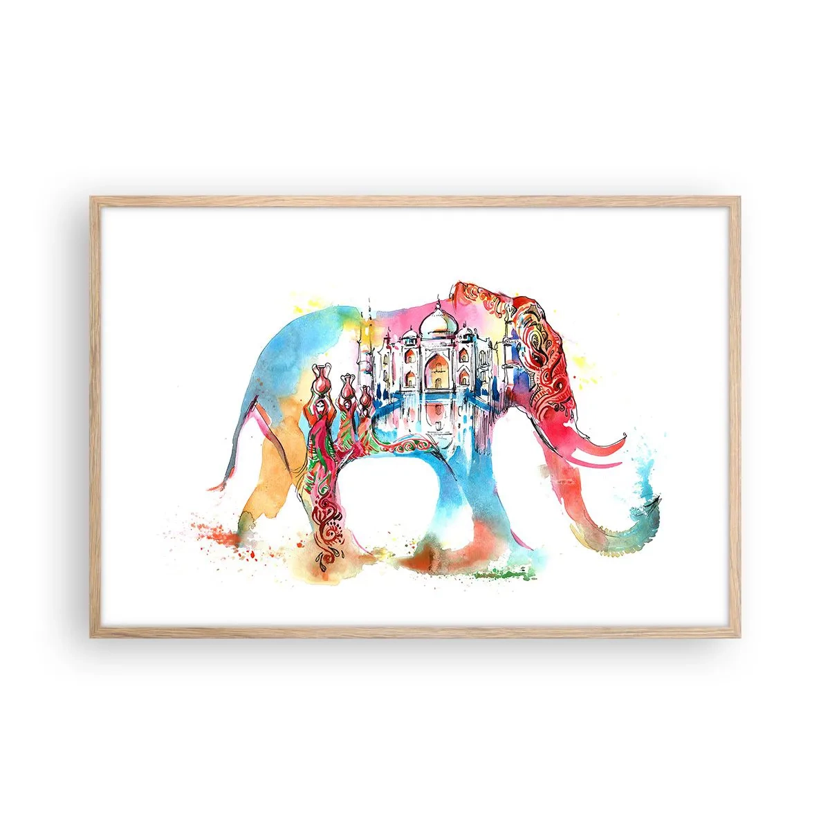 Plagát v ráme zo svetlého duba - India - aura lásky - 91x61 cm