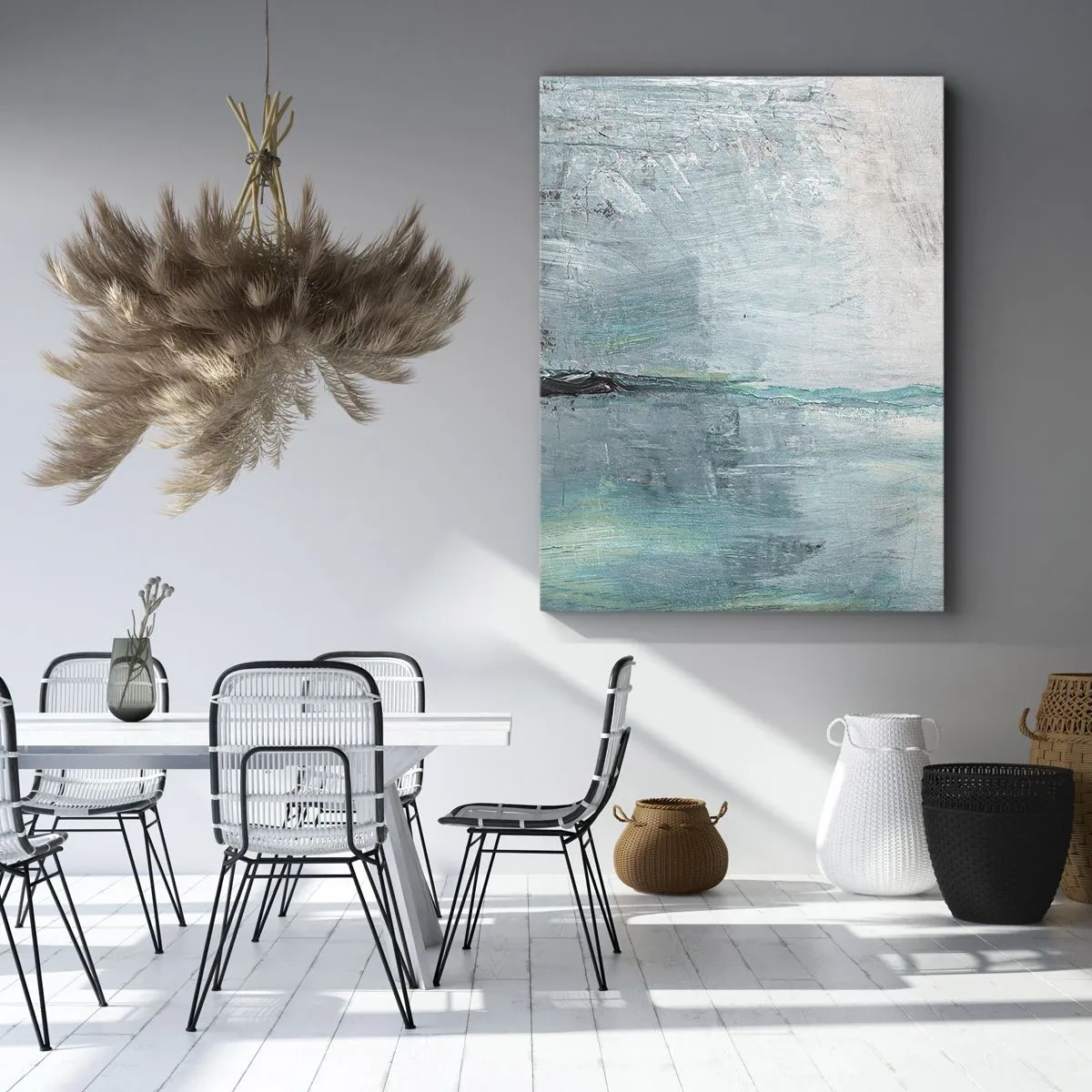 Obraz na plátne - Horizontálne v modrej - 50x70 cm