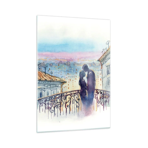 Obraz na skle - Parížski milenci - 50x70 cm