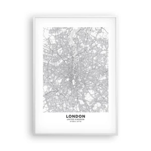 Plagát v bielom ráme - Mapa londýnskeho labyrintu - 70x100 cm