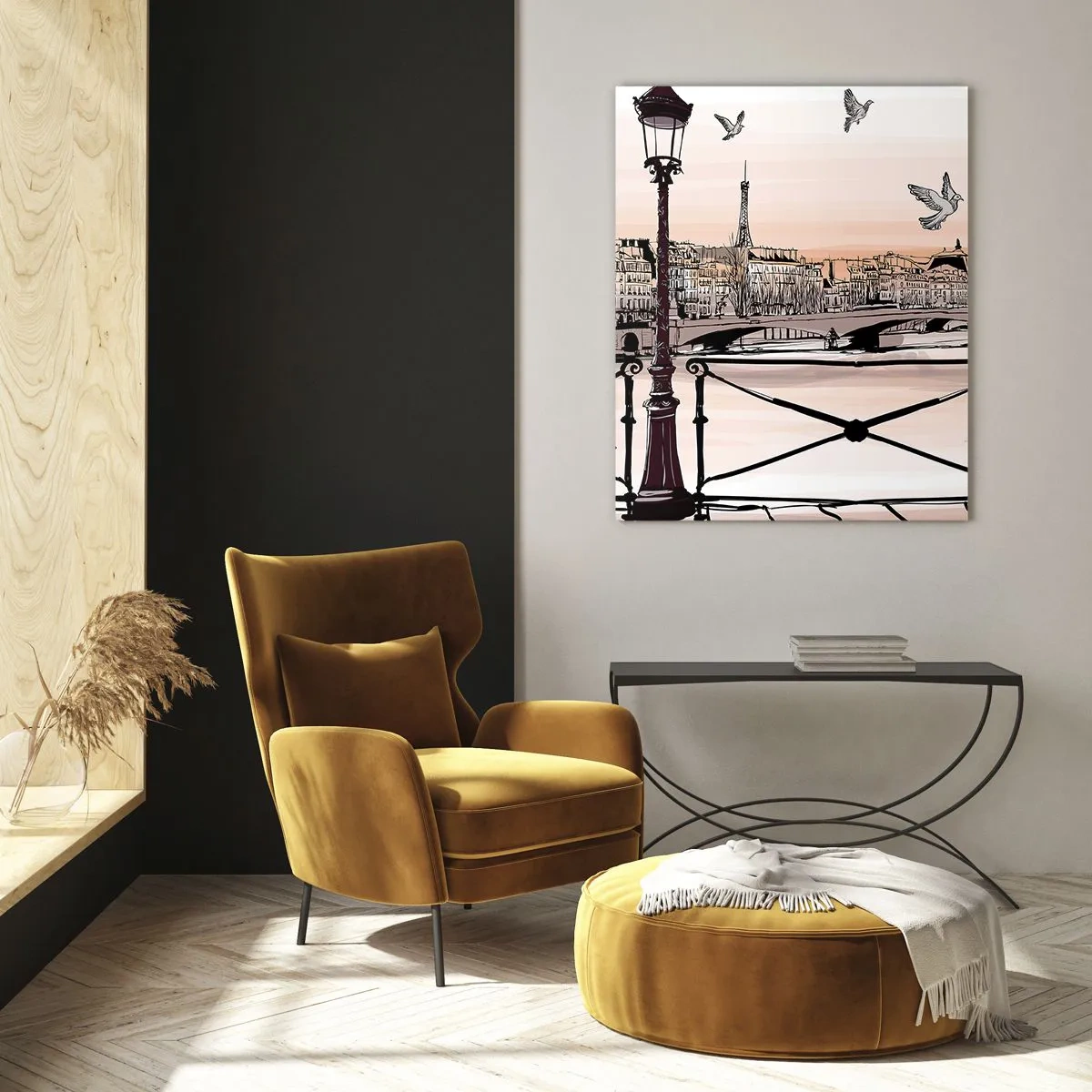 Obraz na skle - Nad strechami Paríža - 50x70 cm