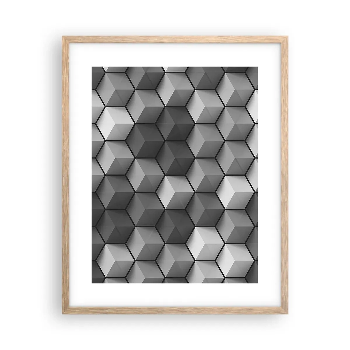 Plagát v ráme zo svetlého duba - Kubistické puzzle - 40x50 cm