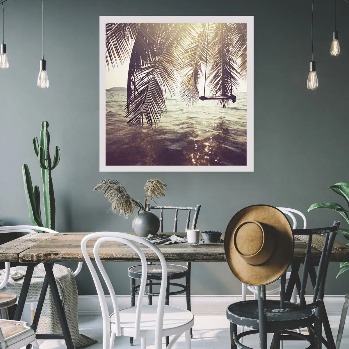 Plagát - Hojdať sa ľubovoľne v oblakoch - 60x60 cm