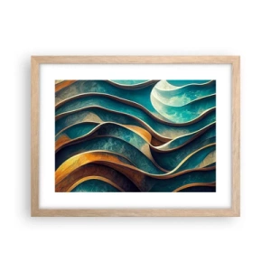 Plagát v ráme zo svetlého duba - Meandre modrej - 40x30 cm