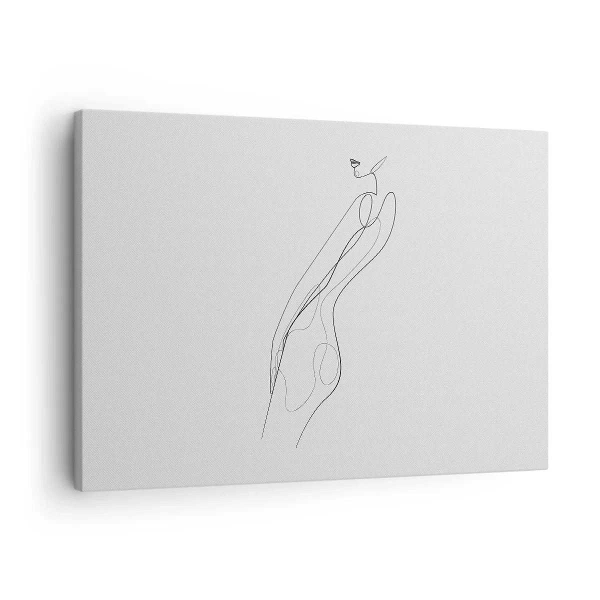 Obraz na plátne - Minimalistická čiara zobrazujúca siluetu na svetlom pozadí - 70x50cm - Iba sľub - Moderná nástenná dekorácia do obývacej izby a spálne ARTTOR