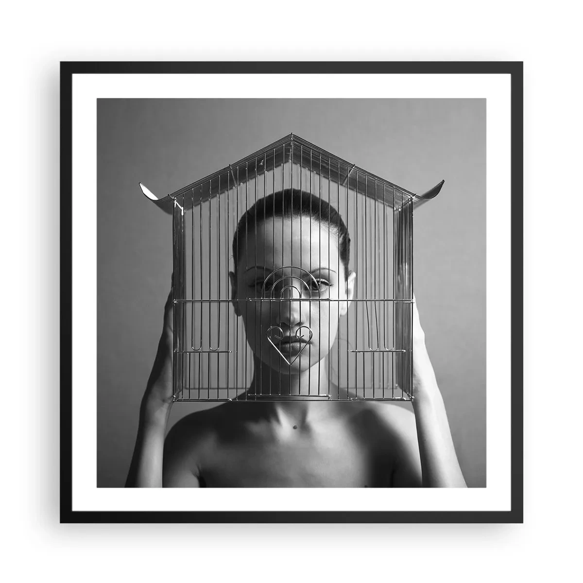 Plagát v čiernom ráme - Tak trochu surrealistický portrét - 60x60 cm