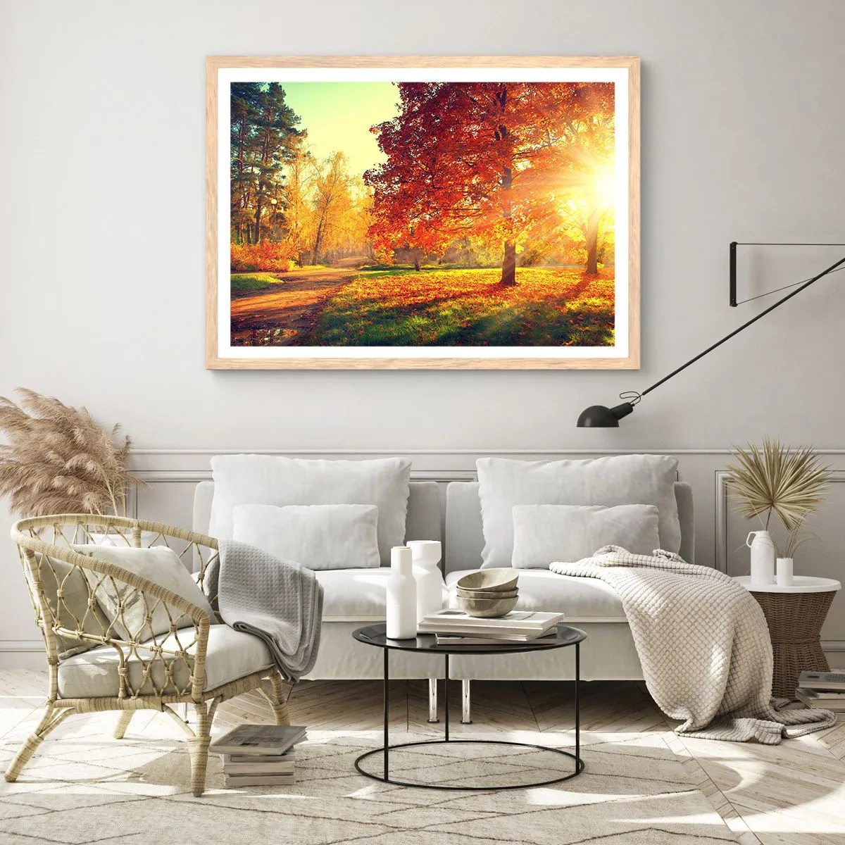 Plagát v ráme zo svetlého duba - Červené je krásne - 100x70 cm