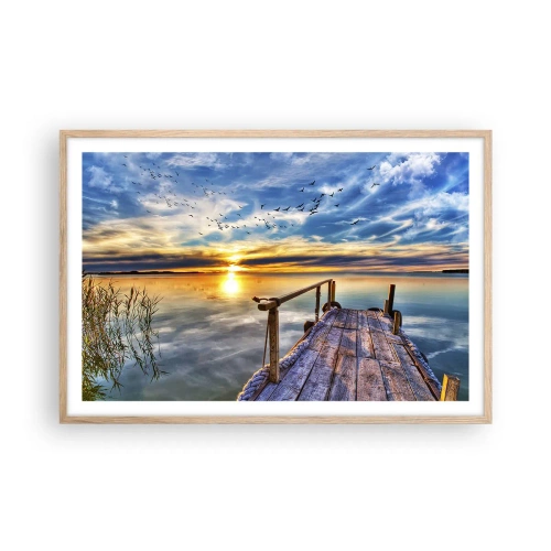 Plagát v ráme zo svetlého duba - Vietor ide odpočívať - 91x61 cm