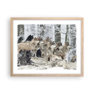 Plagát v ráme zo svetlého duba - Rodina a priatelia - 50x40 cm