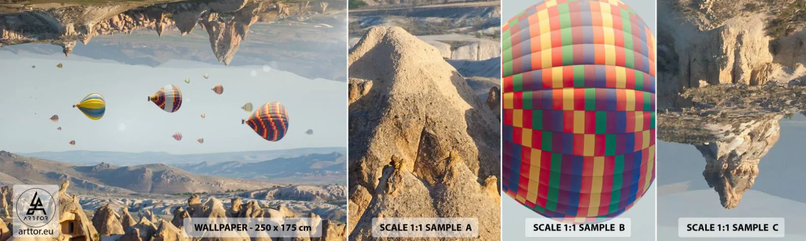 Vzorka Fototapeta Standard Eco - Tu je možné všetko - Abstrakcia, Balóny, Krajina - 100x30 cm