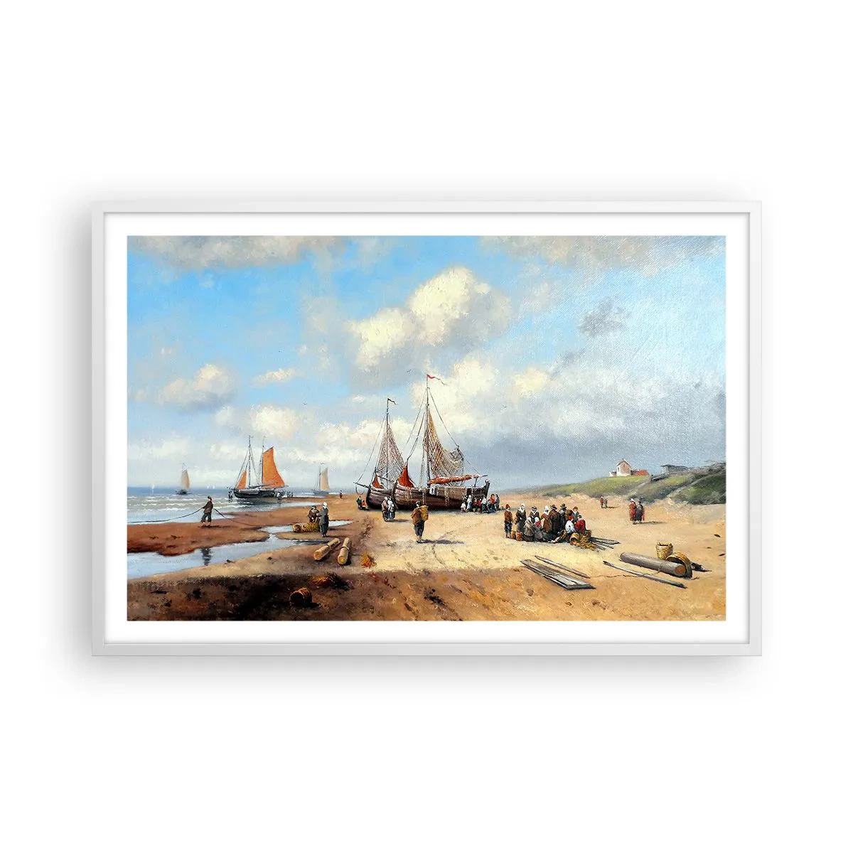 Plagát v bielom ráme - Po úspešnom rybolove - 91x61 cm