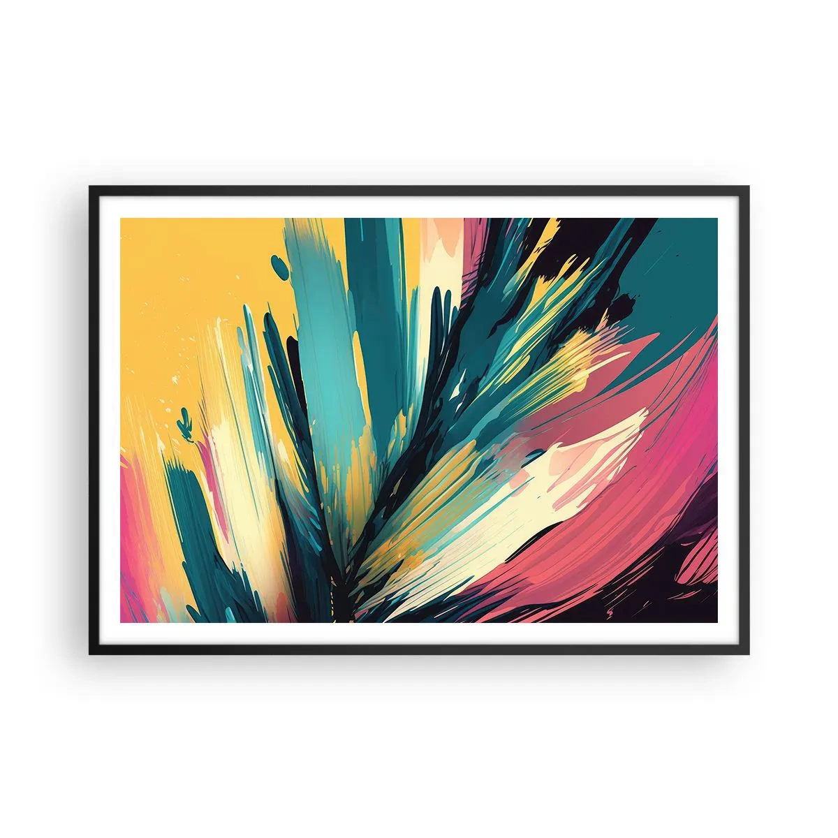 Plagát v čiernom ráme - Kompozícia – explózia radosti - 100x70 cm
