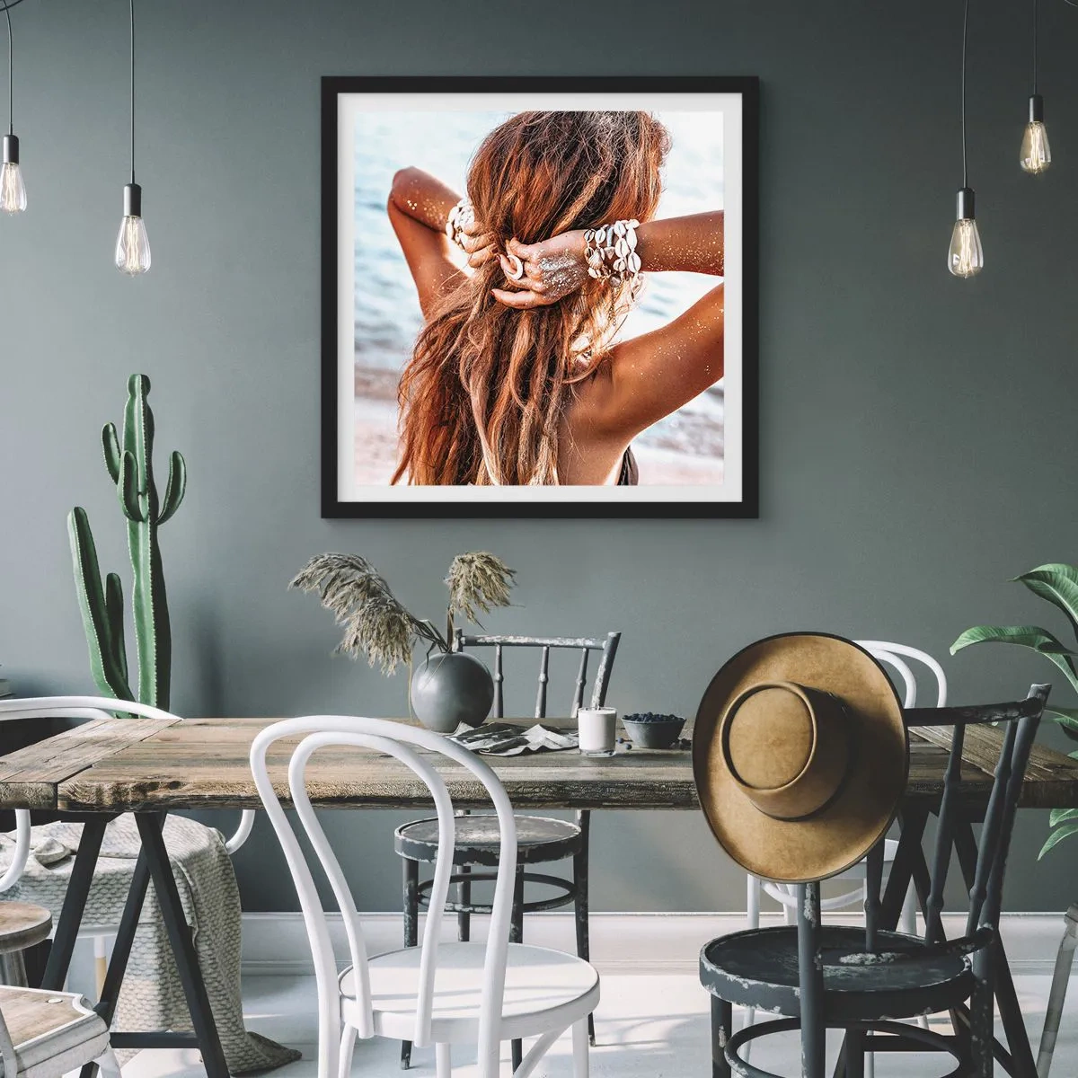 Plagát v čiernom ráme - Sestra vody a slnka - 40x40 cm