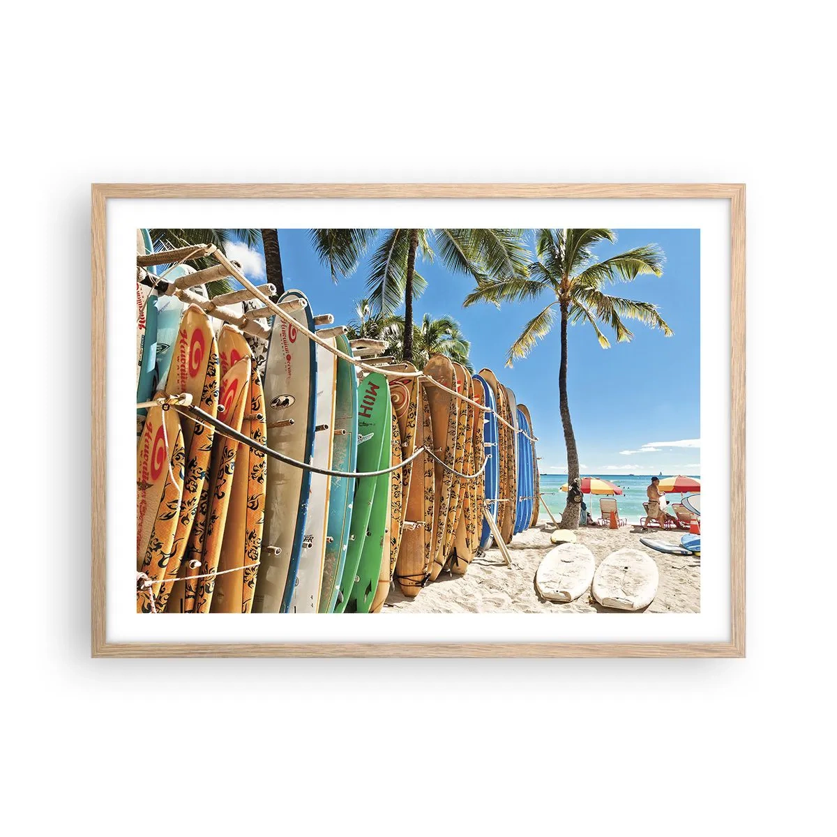 Plagát v ráme zo svetlého duba - Slnečná zábava - 70x50 cm