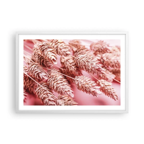 Plagát v bielom ráme - Kvetinová kaskáda v ružovej - 70x50 cm