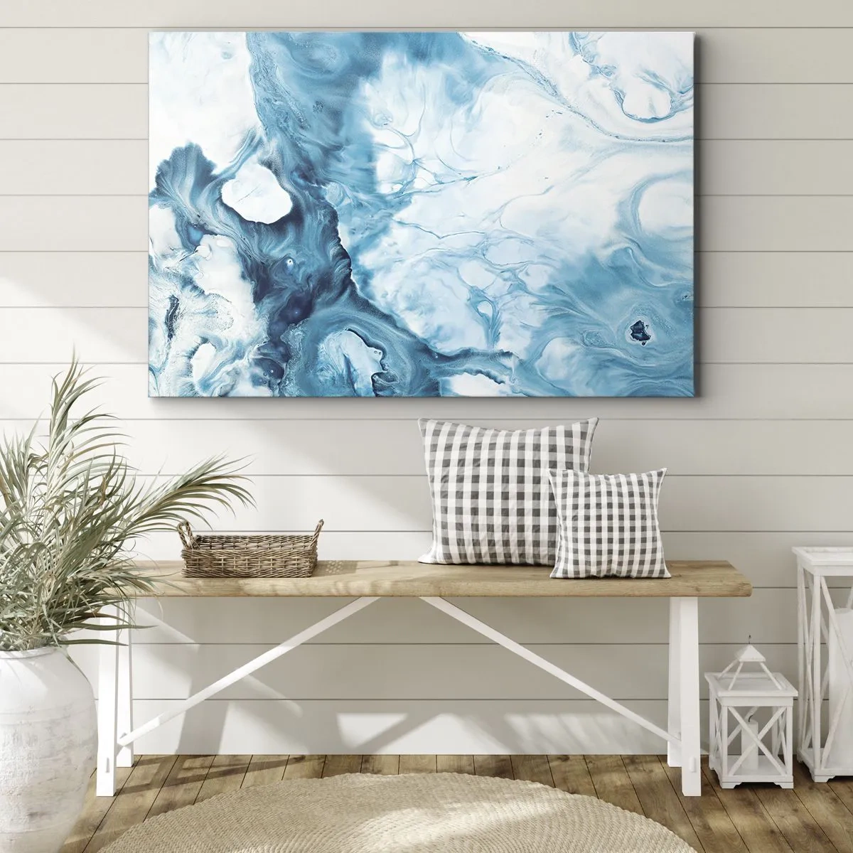 Obraz na plátne - Abstraktný vzor v odtieňoch modrej - 70x50cm - Modrý koncert - Moderná nástenná dekorácia do obývacej izby a spálne ARTTOR