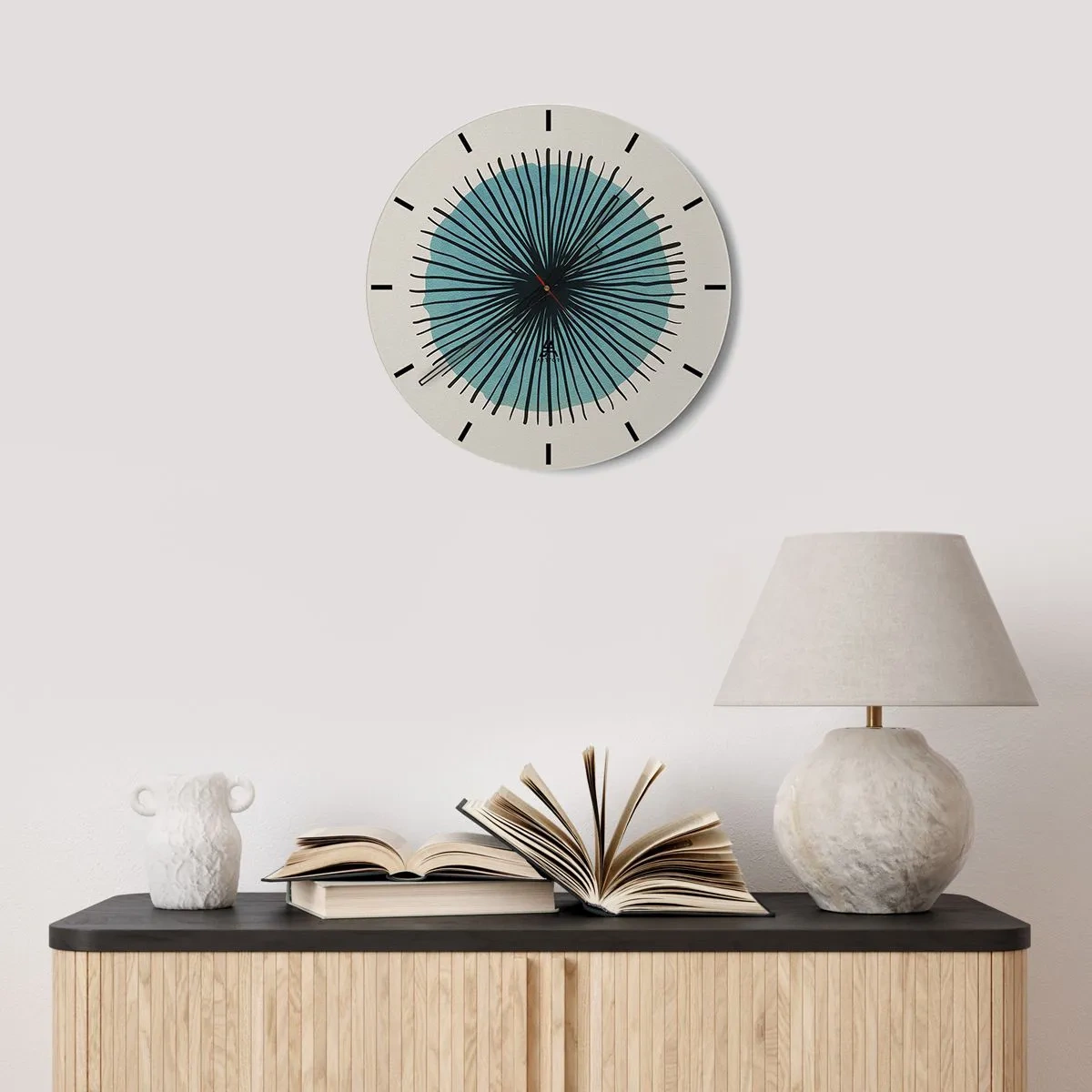 Nástenné hodiny - Žiariaca modrá - 30x30 cm