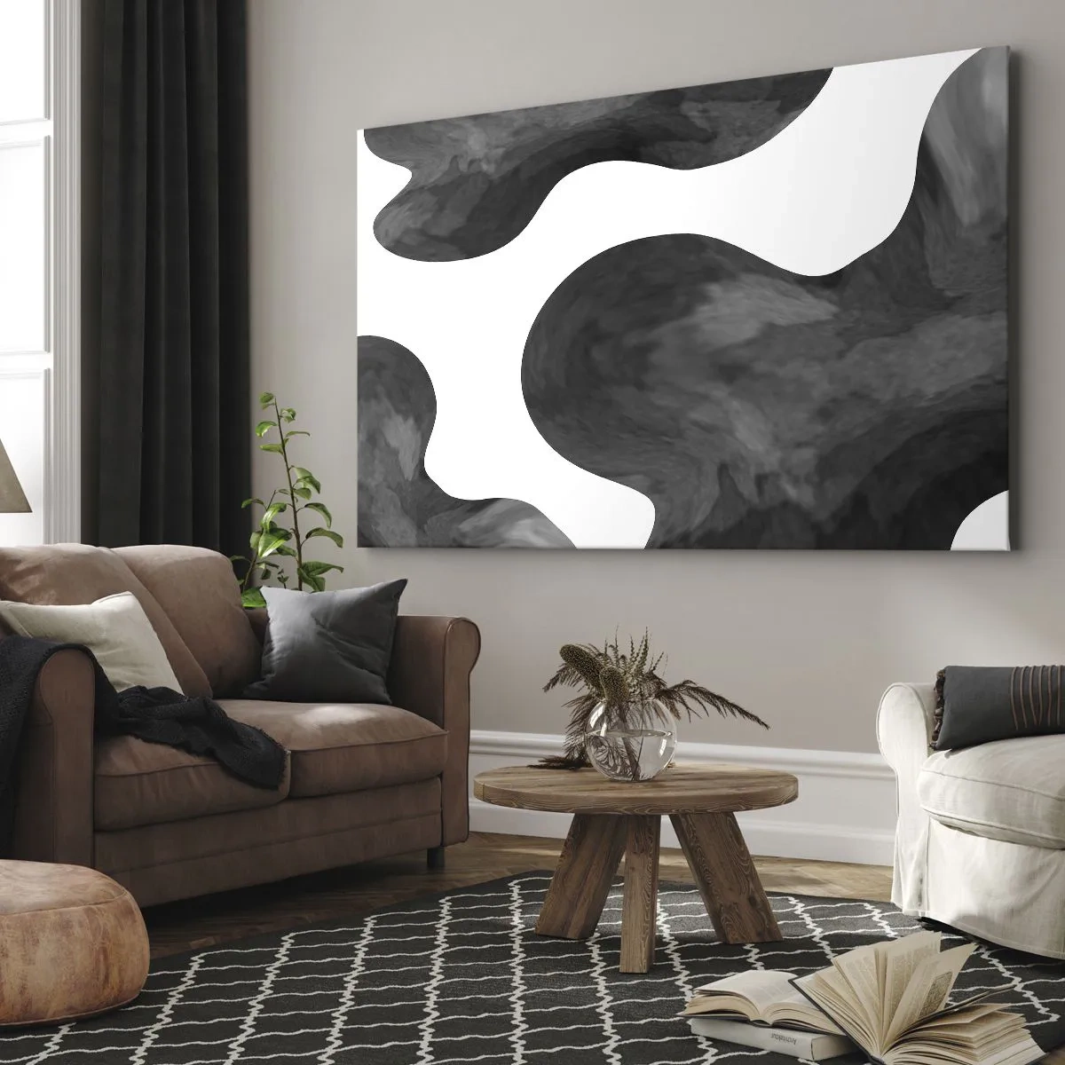 Obraz na plátne - Abstraktný vzor v odtieňoch sivej a bielej - 70x50cm - Mliečna dráha - Moderná nástenná dekorácia do obývacej izby a spálne ARTTOR