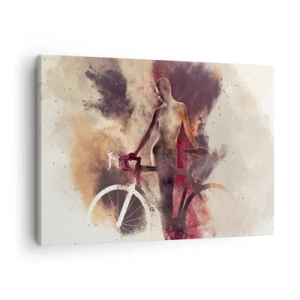 Obraz na plátne - Abstraktná silueta s bicyklom v umeleckom štýle - 70x50cm - Cyklistická duša v mramorových tvaroch - Moderná nástenná dekorácia do obývacej izby a spálne ARTTOR