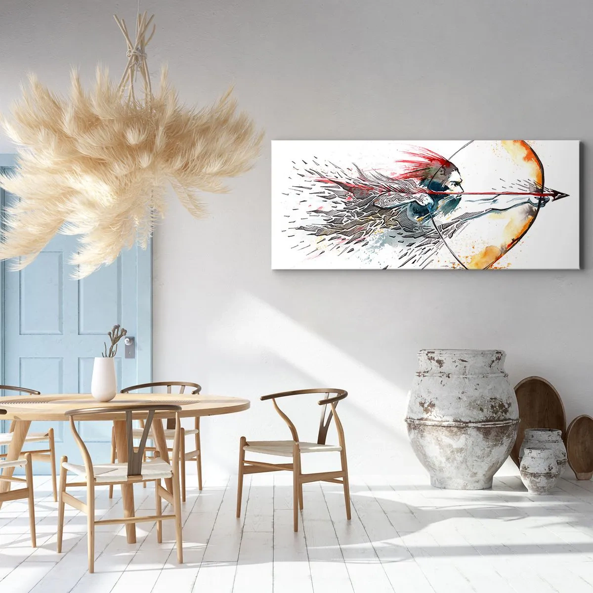 Obraz na plátne - Mýtický bojovník s ohnivým lukom - 160x50 cm
