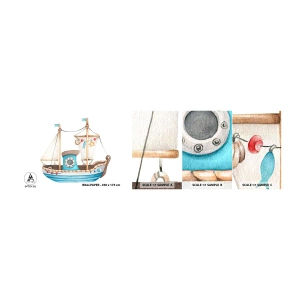 Vzorka Fototapeta Standard Eco - Ahoj, dobrodružstvo! - Loď, Detský, Námorná - 100x30 cm