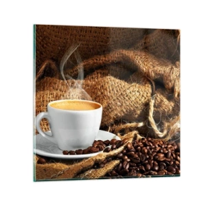 Obraz na skle - Vôňa moky a hustota medovej tekutiny - 60x60 cm