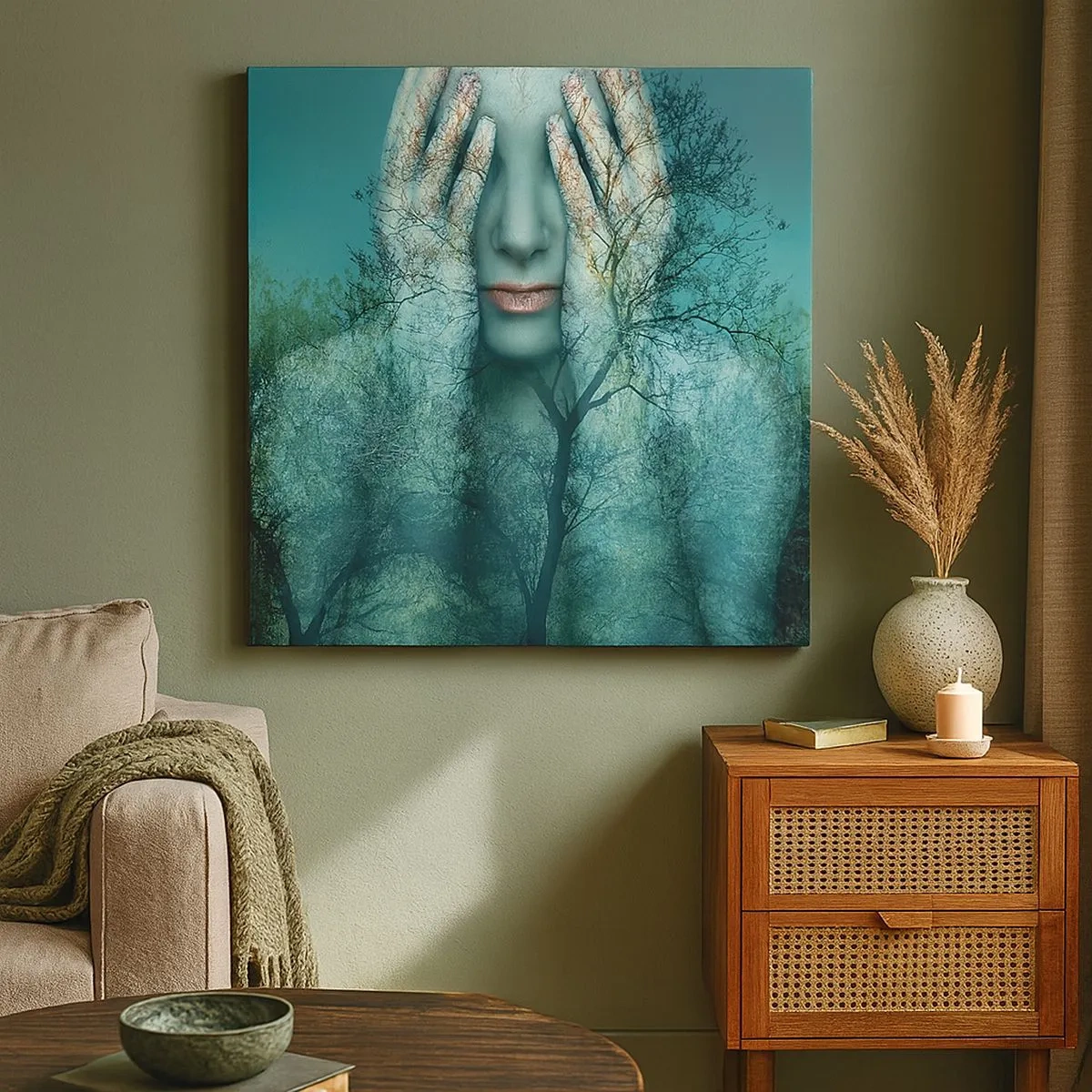 Obraz na plátne - Ponorená do modrej - 30x30 cm