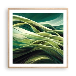 Plagát v ráme zo svetlého duba - Abstraktná hra na zelenú - 60x60 cm