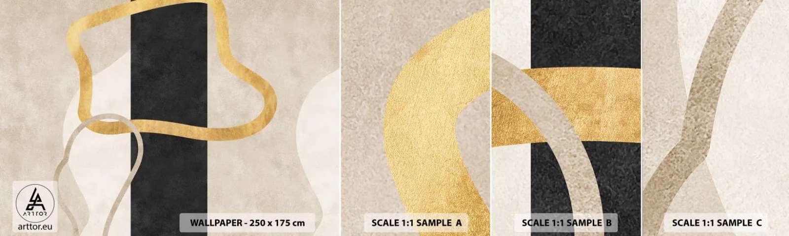 Vzorka Fototapeta Standard Eco - Tvary v slučke - Art Deco, Minimalizmus, Abstrakcionizmus - 100x30 cm