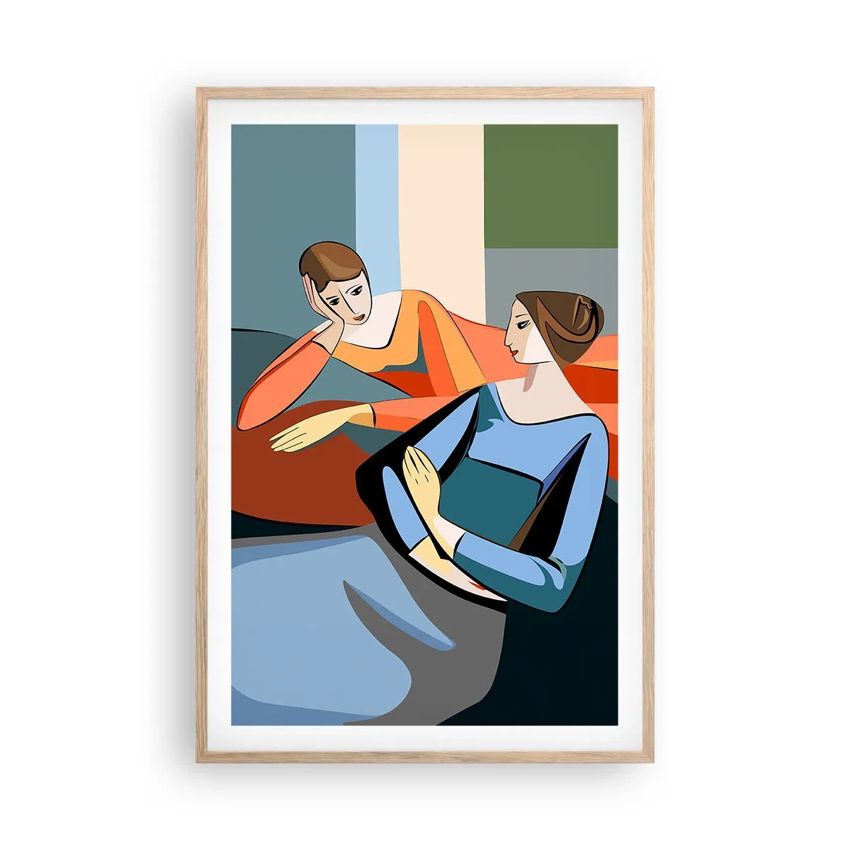 Plagát v ráme zo svetlého duba - Dôverná chvíľa - 61x91 cm