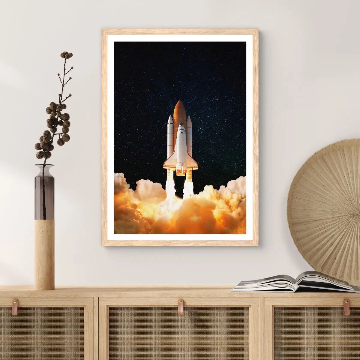 Plagát v ráme zo svetlého duba - Ad astra! - 70x100 cm