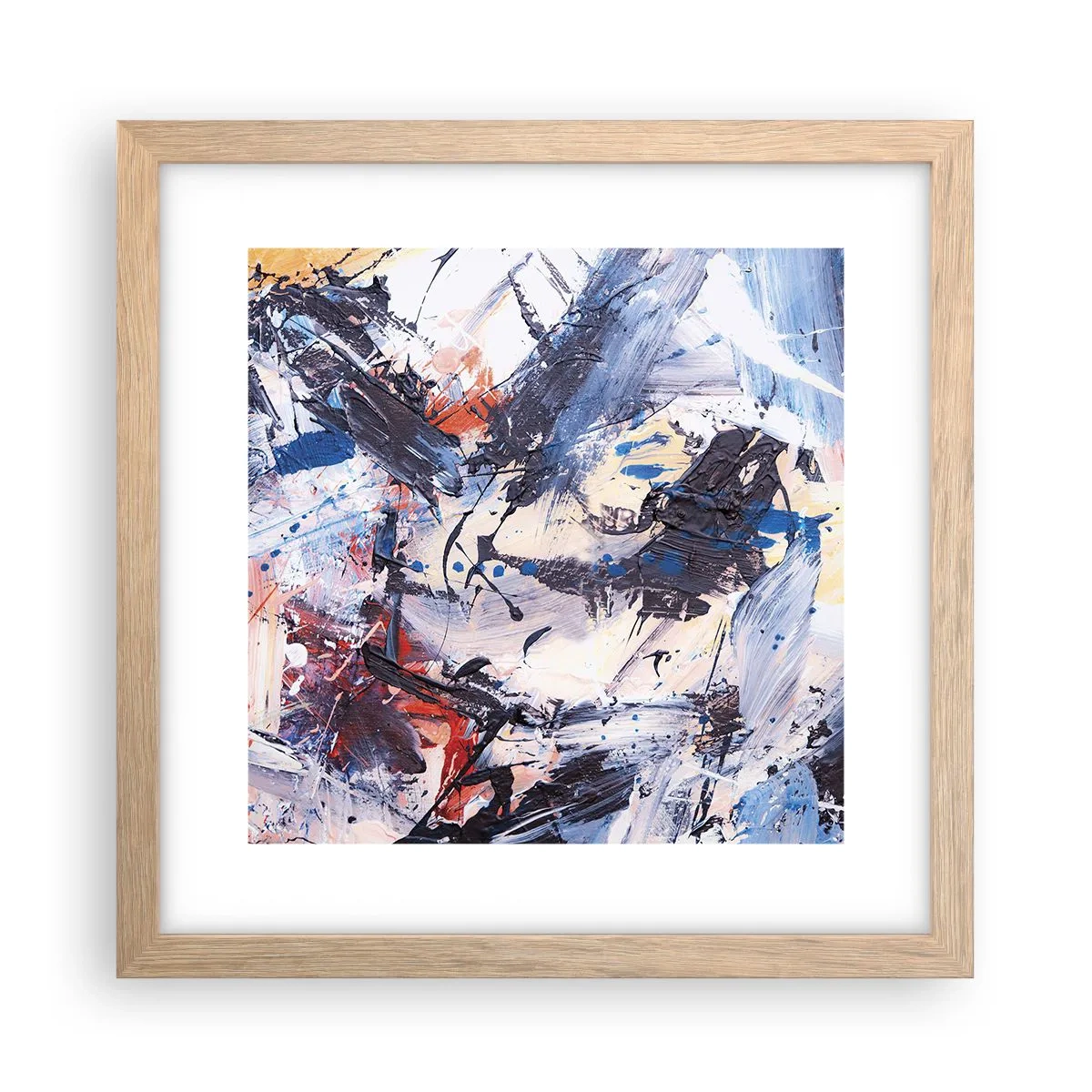 Plagát v ráme zo svetlého duba - Bláznivý tanec abstrakcie - 30x30 cm