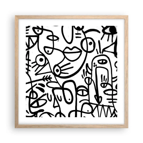 Plagát v ráme zo svetlého duba - Tváre a preludy - 50x50 cm