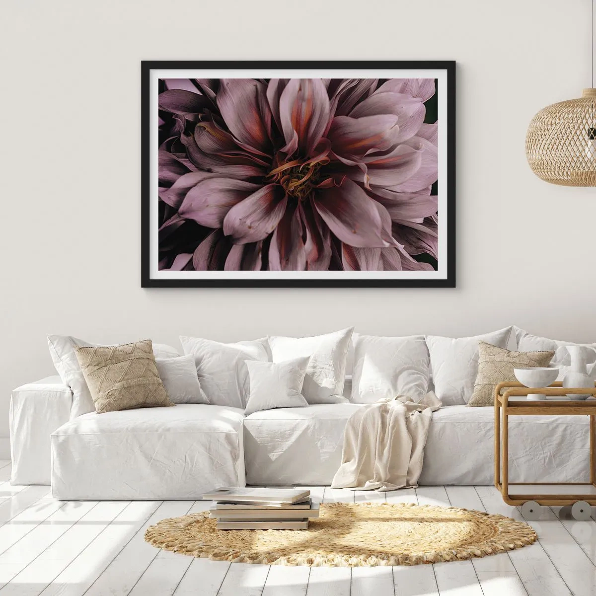 Plagát v čiernom ráme - Kvetinové srdce - 70x50 cm