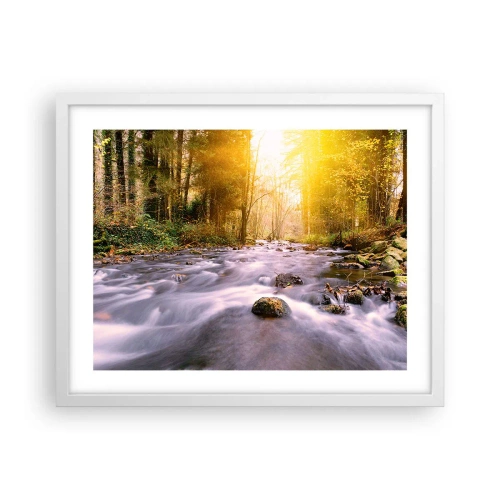 Plagát v bielom ráme - Malachit v strieborno-zlatej podobe - 50x40 cm