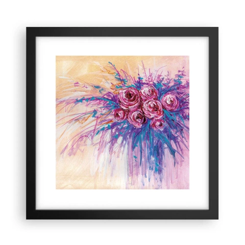 Plagát v čiernom ráme - Ružová fontána - 30x30 cm
