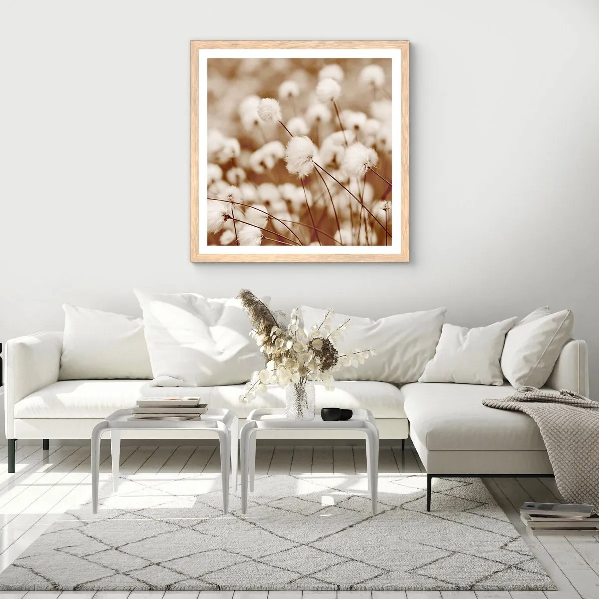 Plagát v ráme zo svetlého duba - Chlpatý lán - 40x40 cm