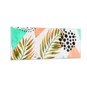 Obraz na skle - Dekorácia s palmovým listom - 100x40 cm