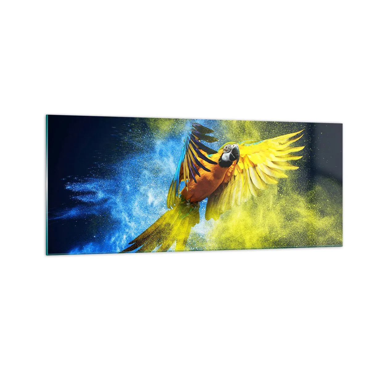 Obraz na skle - V modro-zlatom prachu - 100x40 cm