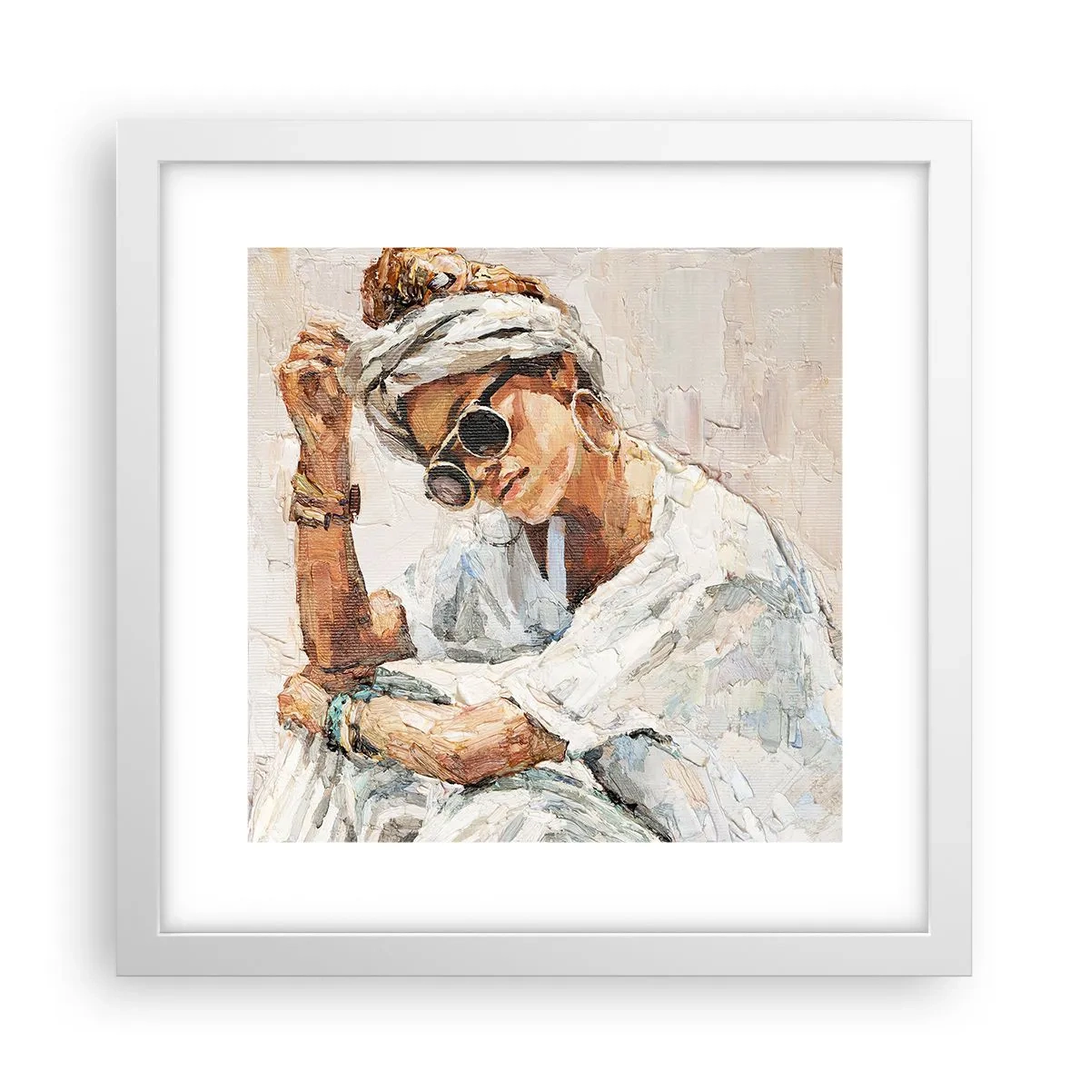 Plagát v bielom ráme - Portrét v plnom slnku - 30x30 cm