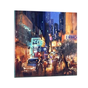 Obraz na skle - A mesto nespí - 70x70 cm