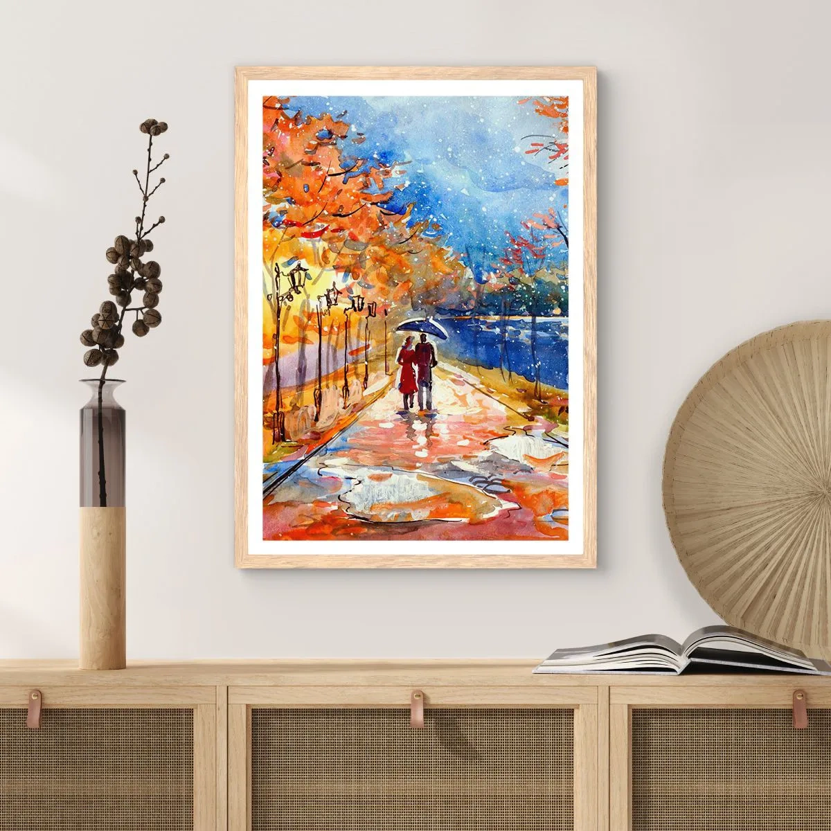 Plagát v ráme zo svetlého duba - Spoločne k hranici času - 50x70 cm