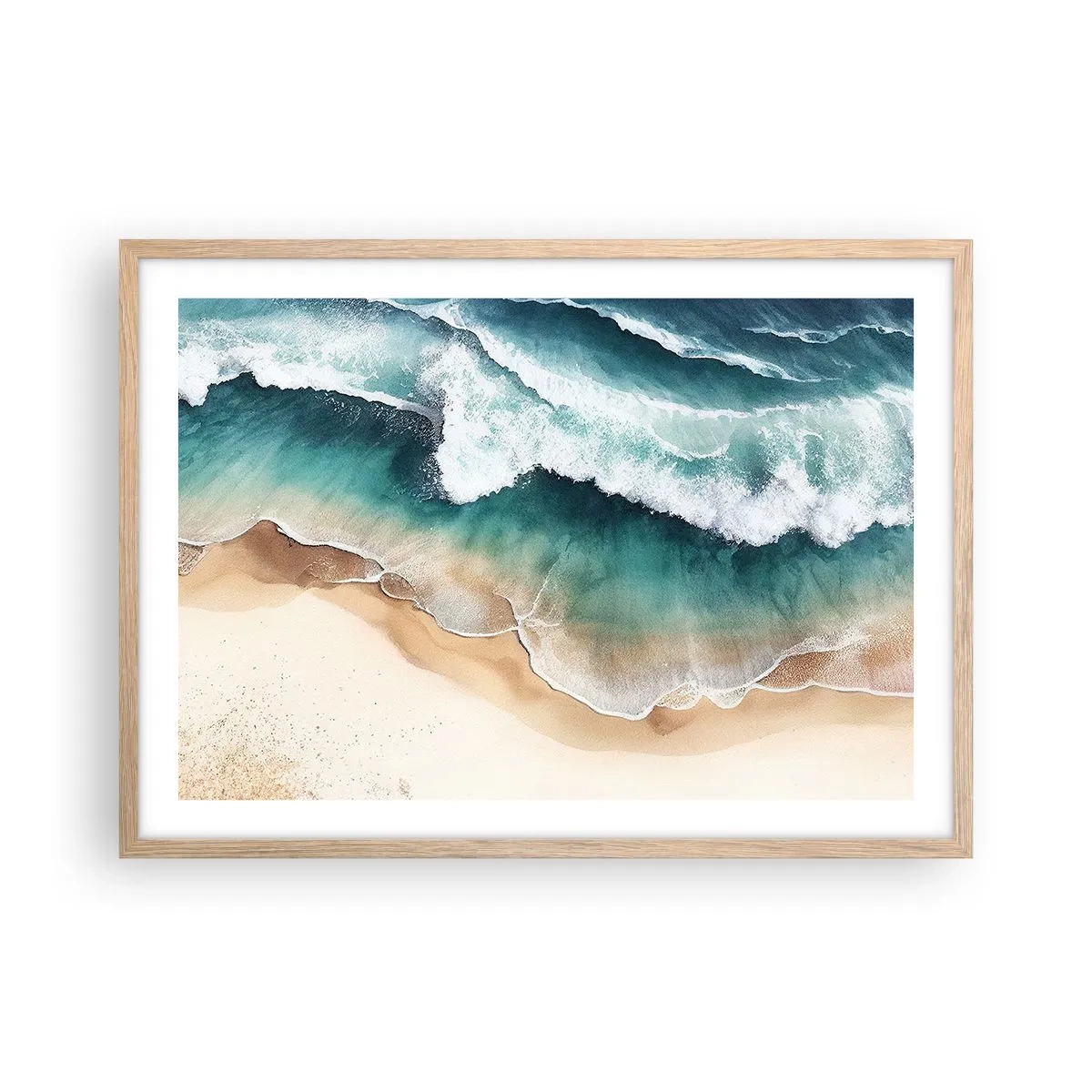 Plagát v ráme zo svetlého duba - Odveké stretnutie - 70x50 cm