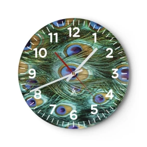 Nástenné hodiny - Páví pohľad - 40x40 cm